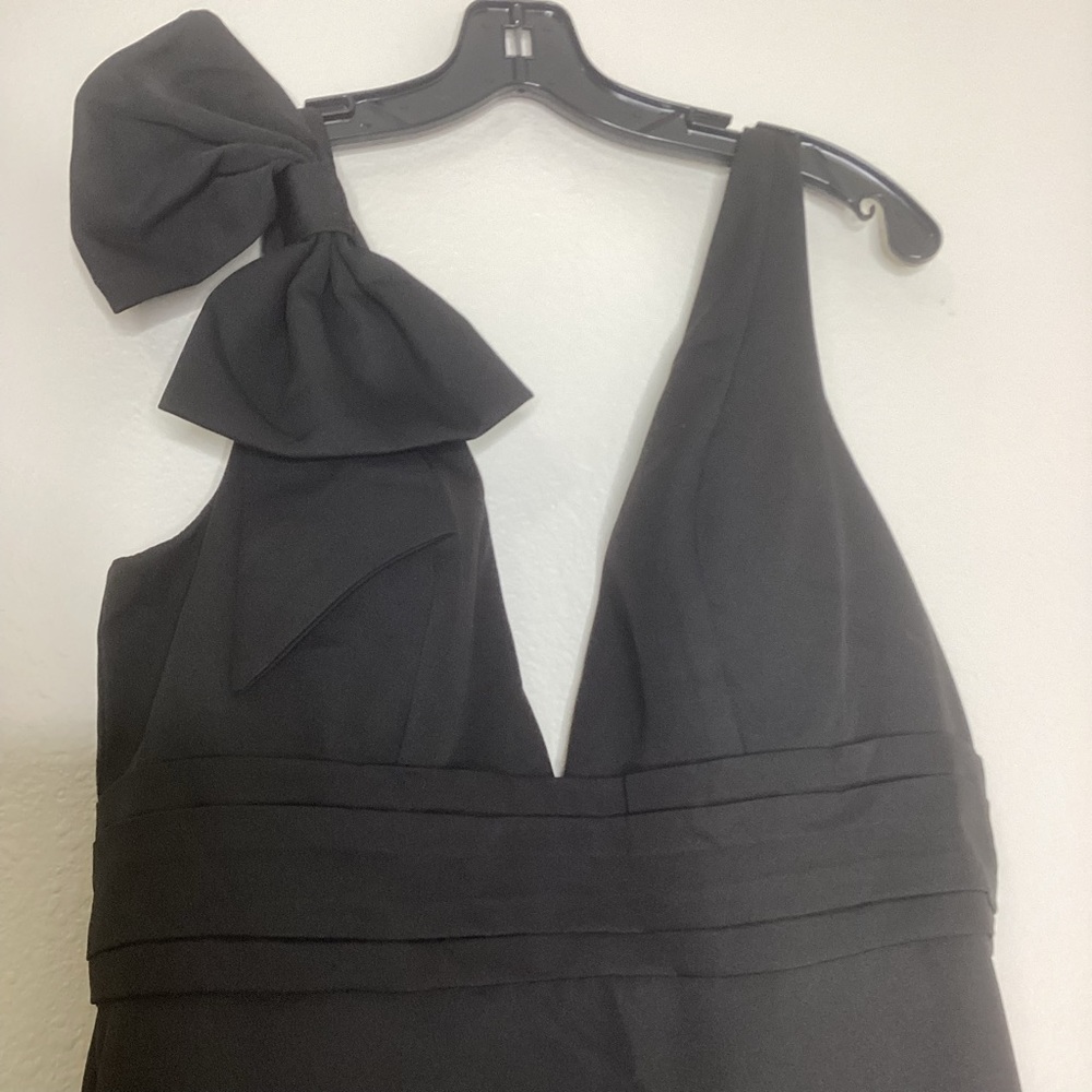 Mac Duggal Black Bow V Neck Gown Sz 12 NWT - Picture 4 of 9